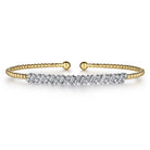Gabriel & Co. 14K White Yellow Gold Bujukan Baguette Diamond Cuff Bracelet
