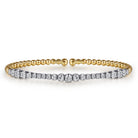 Gabriel & Co. 14K White Yellow Gold Bujukan Beads and Graduating Diamond Split Bangle Bracelet