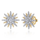 Gabriel & Co. 14K White Yellow Gold Bujukan Diamond Starburst Stud Earrings