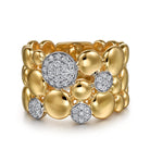 Gabriel & Co. 14K White Yellow Gold Bujukan Pave Diamond Wide Band Ring