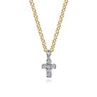Gabriel & Co. 14K White Yellow Gold Diamond Cross Pendant Necklace