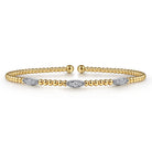 Gabriel & Co. 14K White Yellow Gold Diamond Cuff Bangle Bracelet 0.17ct Bujukan