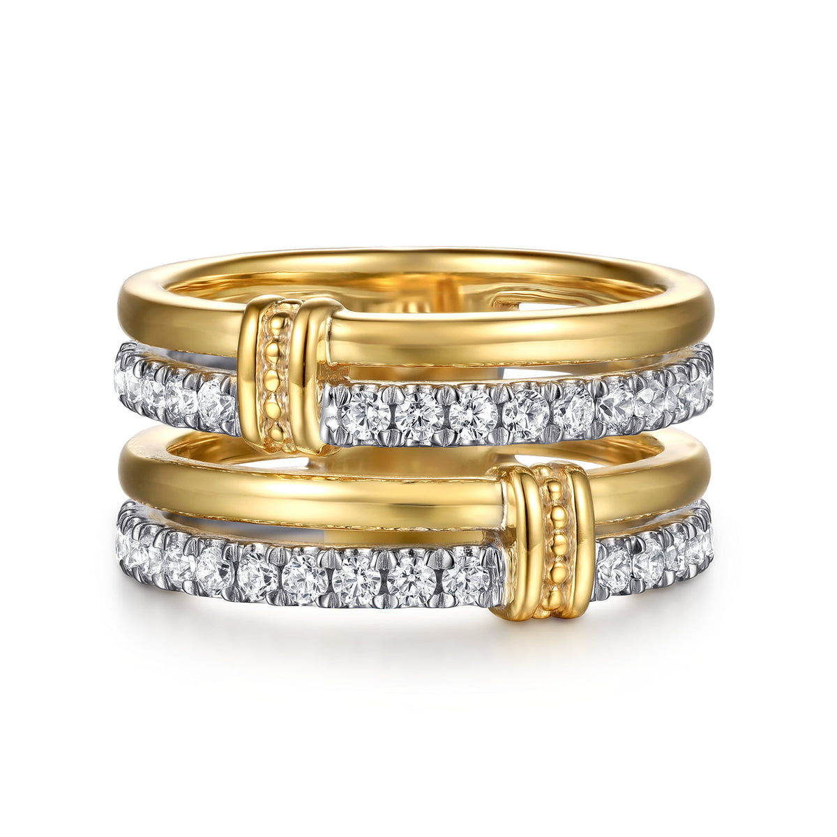 Gabriel & Co. 14K White Yellow Gold Diamond Easy Stackable Ring 0.6ct