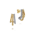 Gabriel & Co. 14K White Yellow Gold Diamond J Hoop Earrings Bujukan