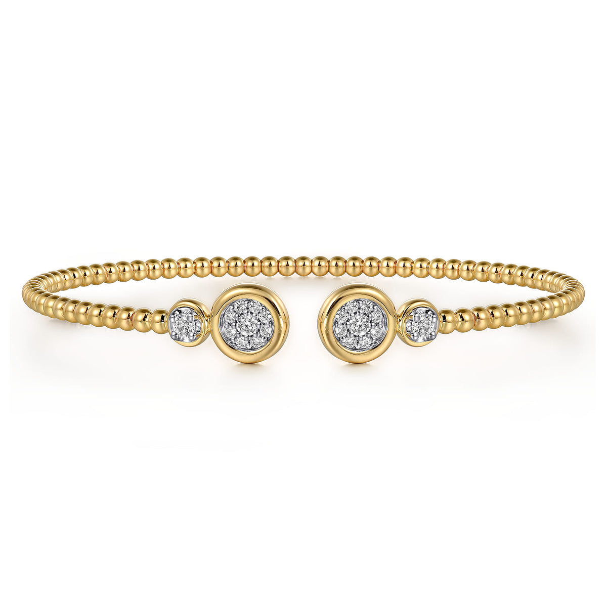 Gabriel & Co. 14K White Yellow Gold Diamond Open Bangle Bracelet Bujukan