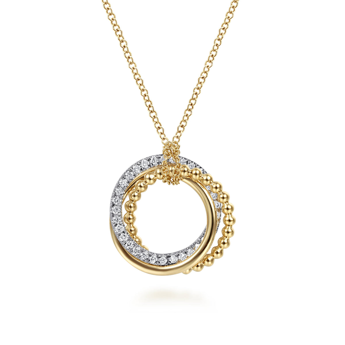 Gabriel & Co. 14K White Yellow Gold Diamond Pendant Necklace Bujukan