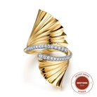 Gabriel & Co. 14K White Yellow Gold Diamond and Diamond Cut Bypass Ring