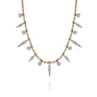 Gabriel & Co. 14K White and Yellow Gold Bead Chain and Diamond Droplet Necklace