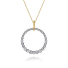 Gabriel & Co. 14K White and Yellow Gold Diamond Bujukan 30mm Drop Necklace