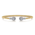 Gabriel & Co. 14K White and Yellow Gold Diamond Bujukan Bangle