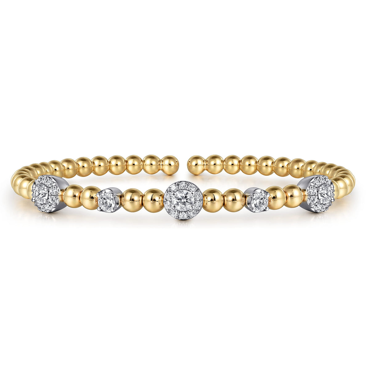 Gabriel & Co. 14K White and Yellow Gold Diamond Station Bujukan Split bangle