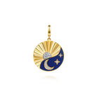Gabriel & Co. 14K White and Yellow Gold Diamond and Diamond Cut Medallion with Detachable Bail with Chrome Blue Enamel