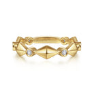 Gabriel & Co. 14K Yellow Gold Alternating Geometric and Diamond Station Ring