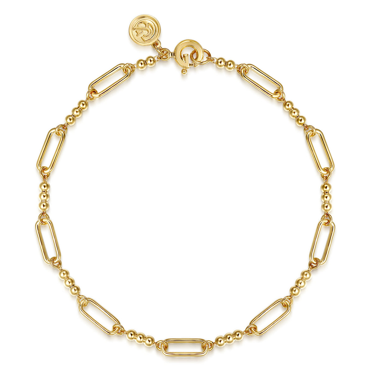 Gabriel & Co. 14K Yellow Gold Beaded Link Chain Bracelet Bujukan