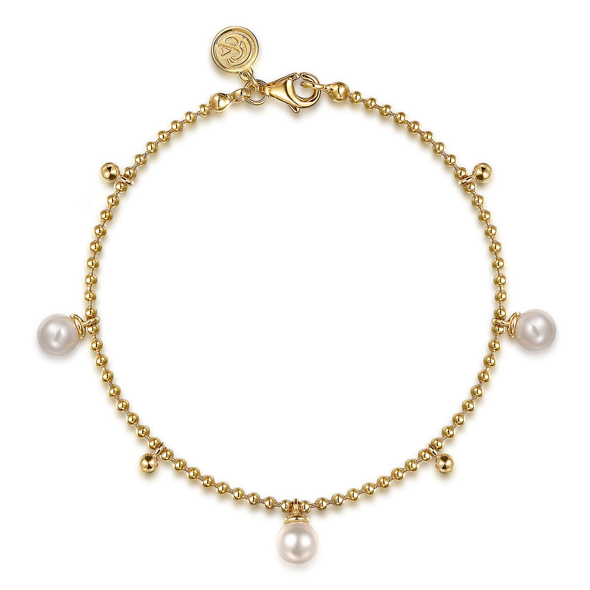 Gabriel & Co. 14K Yellow Gold Beaded Pearl Droplet Bracelet Bujukan