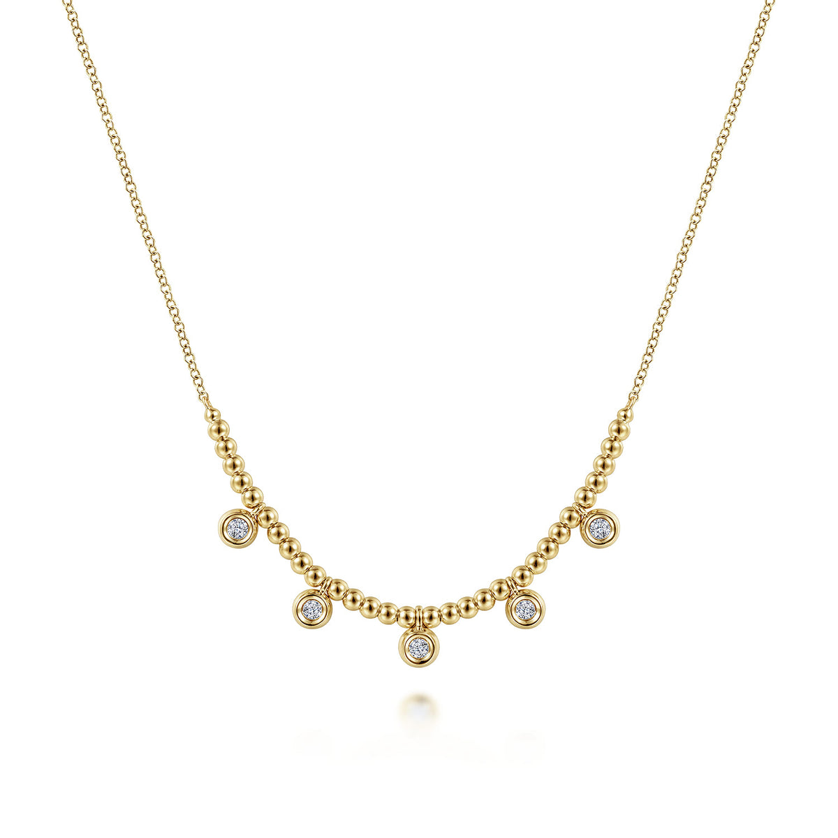 Gabriel & Co. 14K Yellow Gold Bujukan Bead Necklace with Diamond Drops