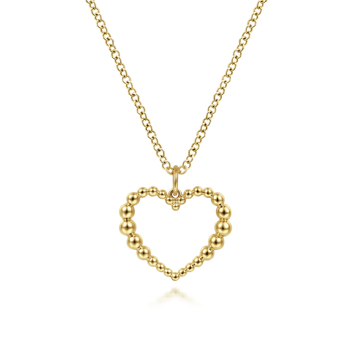 Gabriel & Co. 14K Yellow Gold Bujukan Beaded Open Heart Pendant Necklace