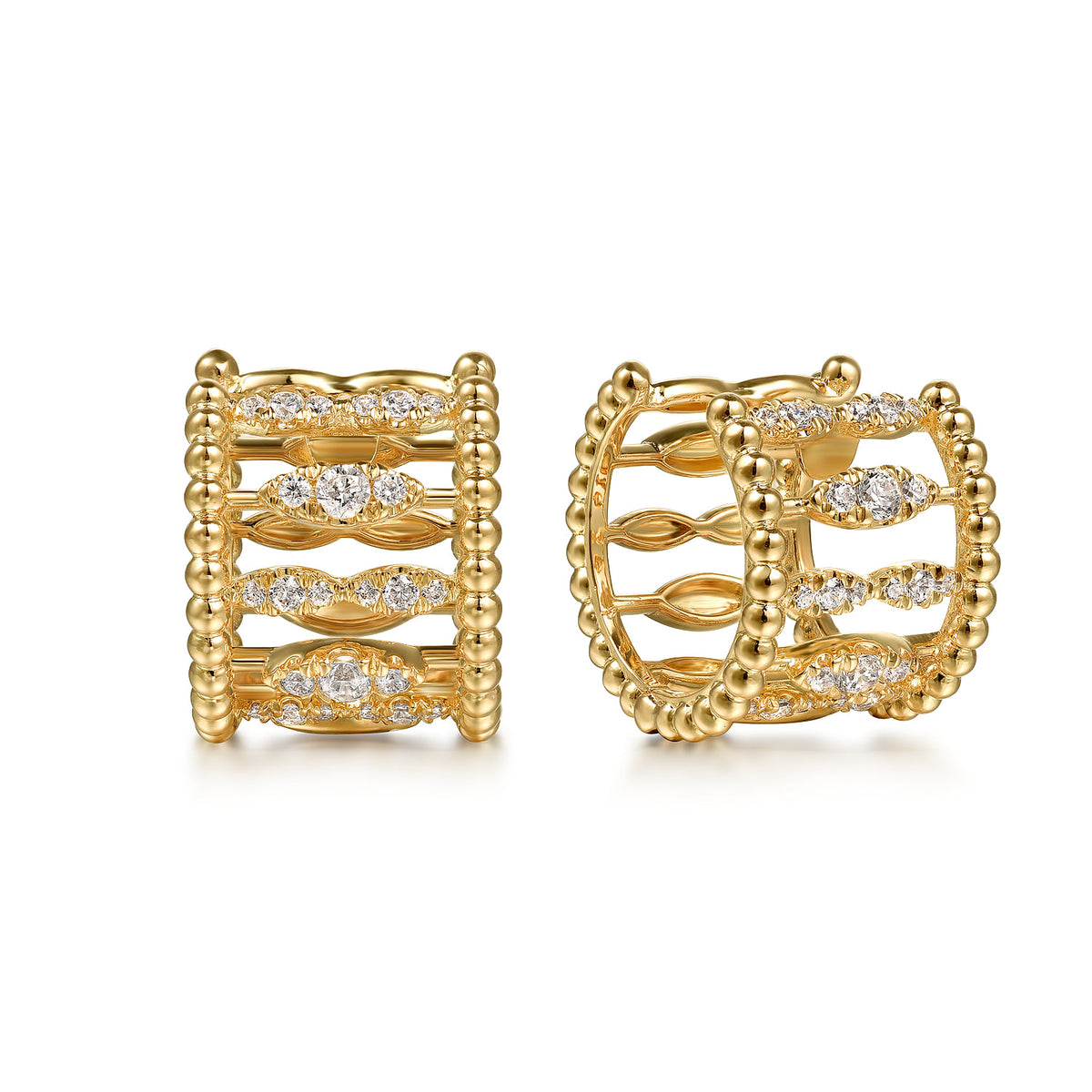 Gabriel & Co. 14K Yellow Gold Bujukan Diamond Huggie Earrings