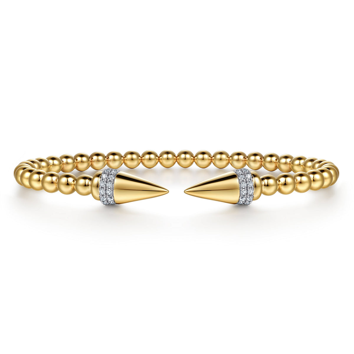 Gabriel & Co. 14K Yellow Gold Bujukan Diamond Spike Open Bangle Bracelet