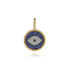 Gabriel & Co. 14K Yellow Gold Bujukan Diamond and Multi Stones Evil Eye Medallion Pendant with Detachable Bail