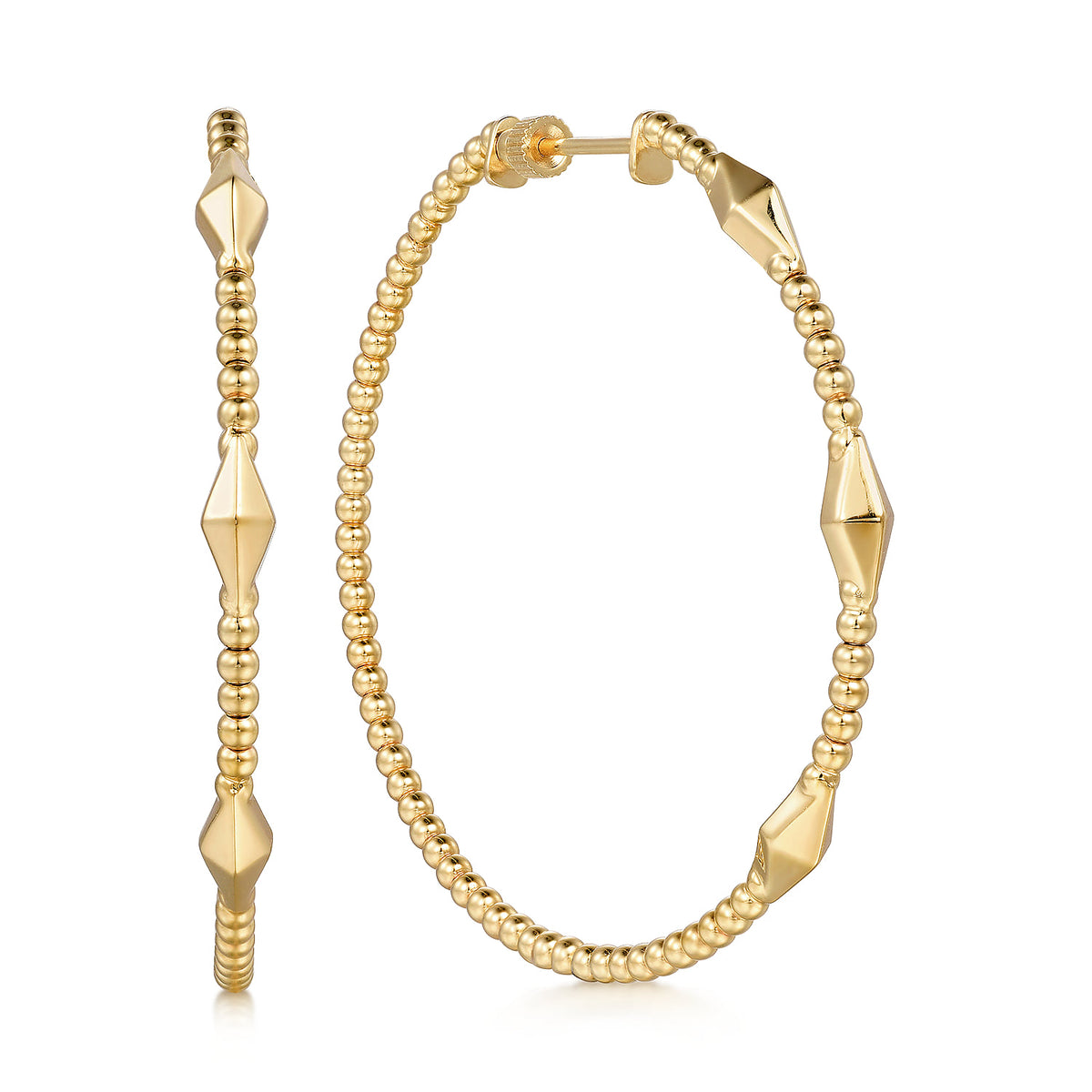 Gabriel & Co. 14K Yellow Gold Bujukan Hoop Rhombus Earrings in size 50mm