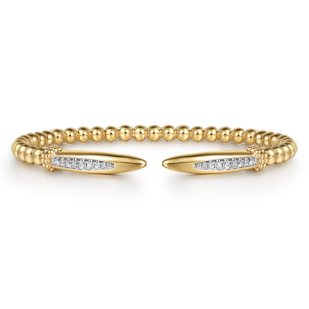 Gabriel & Co. 14K Yellow Gold Bujukan and Diamond Spike Open Bangle Bracelet BG5190-62Y45JJ