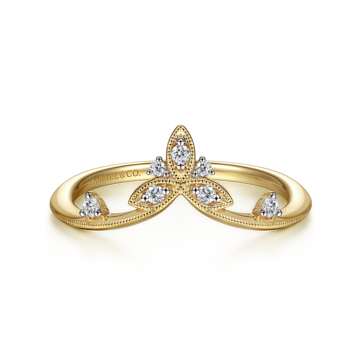 Gabriel & Co. 14K Yellow Gold Chevron Diamond Ring