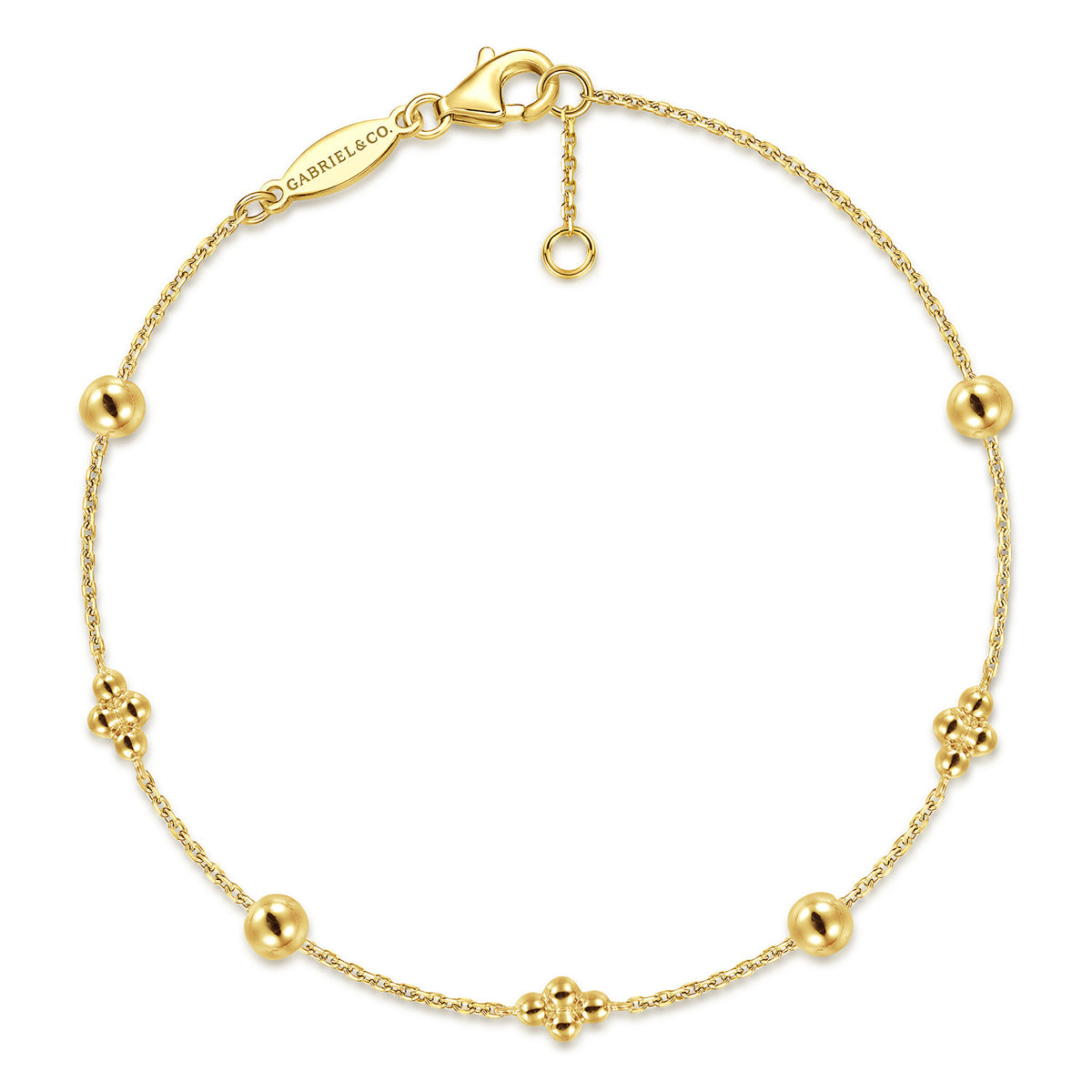 Gabriel & Co. 14K Yellow Gold Clover Station Bracelet Bujukan