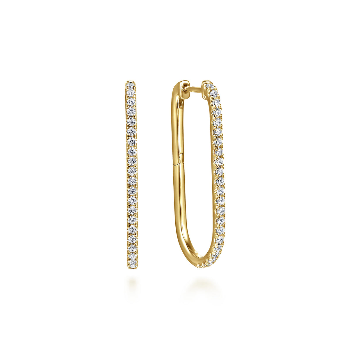 Gabriel & Co. 14K Yellow Gold Diamond Classic Elongated Oval Hoop Earrings