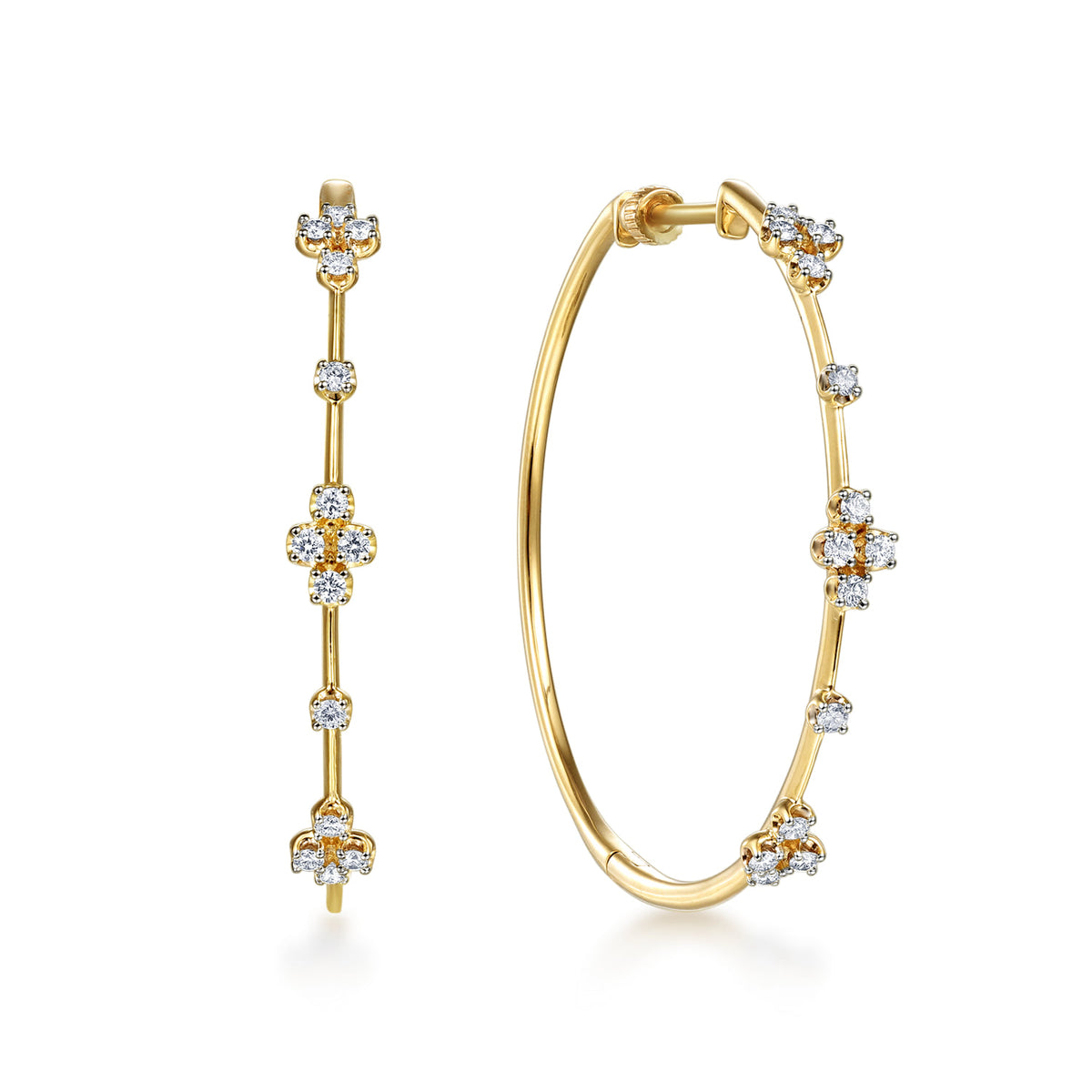 Gabriel & Co. 14K Yellow Gold Diamond Classic Hoop Earrings 40mm