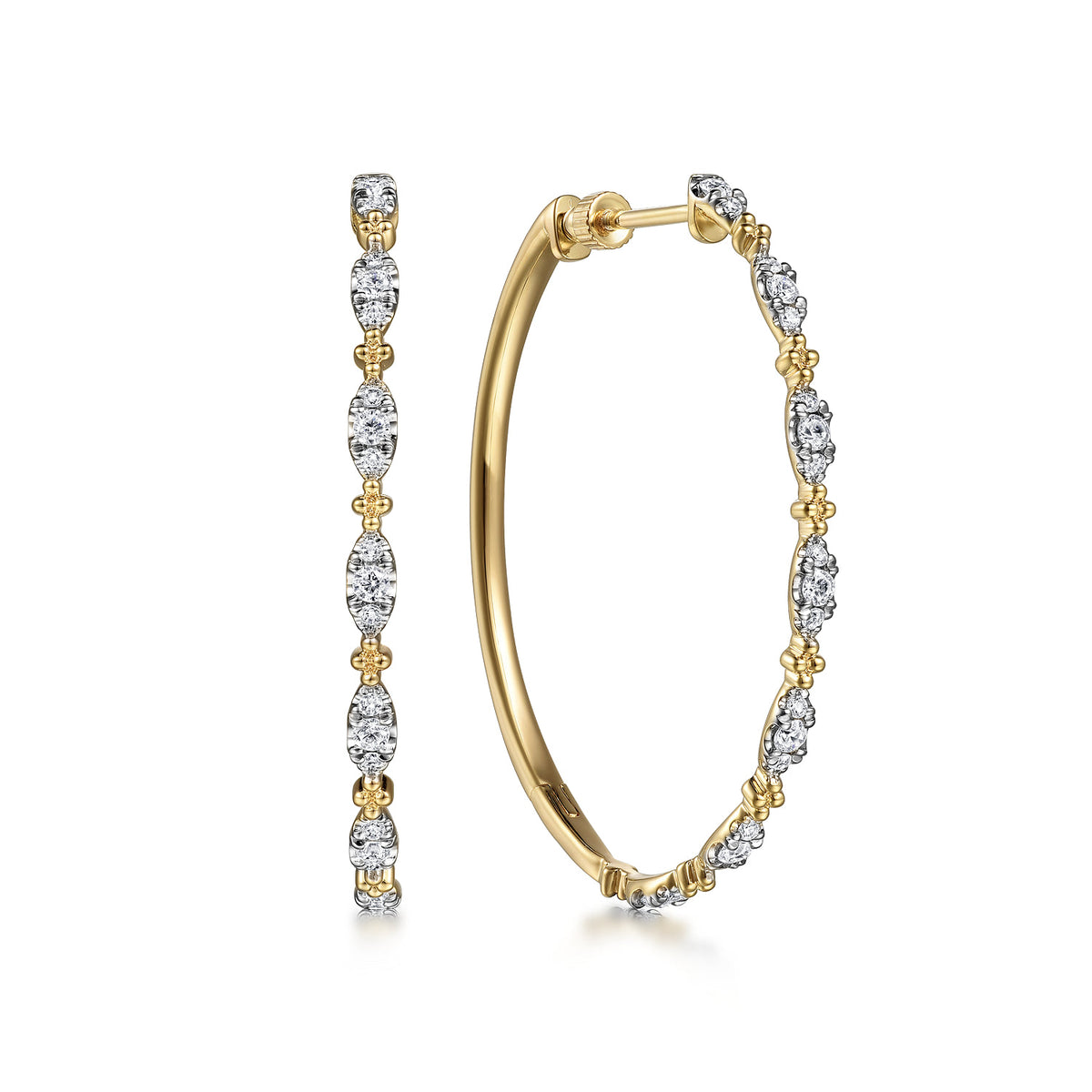 Gabriel & Co. 14K Yellow Gold Diamond Intricate Hoop Earrings 40mm