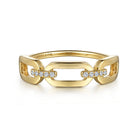 Gabriel & Co. 14K Yellow Gold Diamond Link Chain Ring