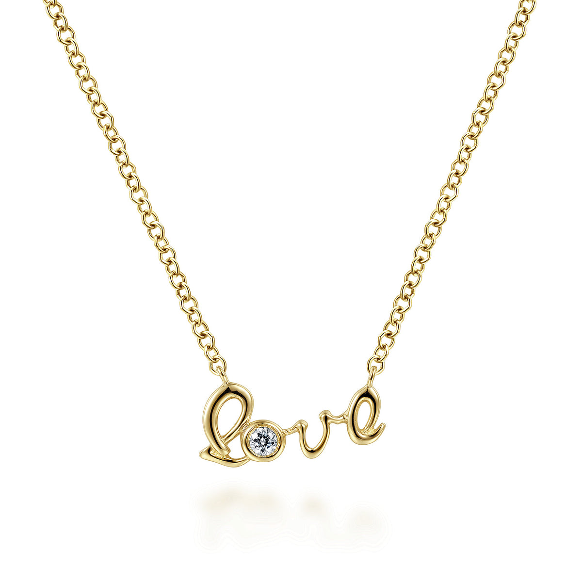 Gabriel & Co. 14K Yellow Gold Diamond Love Pendant Necklace