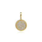 Gabriel & Co. 14K Yellow Gold Diamond Pave Bujukan Medallion Pendant in size 18mm with Detachable Bail