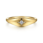 Gabriel & Co. 14K Yellow Gold Diamond Signet Ring