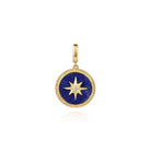 Gabriel & Co. 14K Yellow Gold Diamond and Lapis Bujukan Medallion Pendant in Size 18mm with Detachable Bail