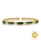 Gabriel & Co. 14K Yellow Gold Diamond and Malachite Cuff Bangle Bracelet Bujukan