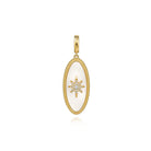 Gabriel & Co. 14K Yellow Gold Diamond and White Mother of Pearl Bujukan Oval Shape Medallion Pendant with Detachable Bail
