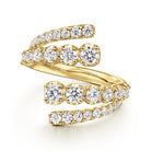 Gabriel & Co. 14K Yellow Gold Double Row Diamond Bypass Ladies Ring