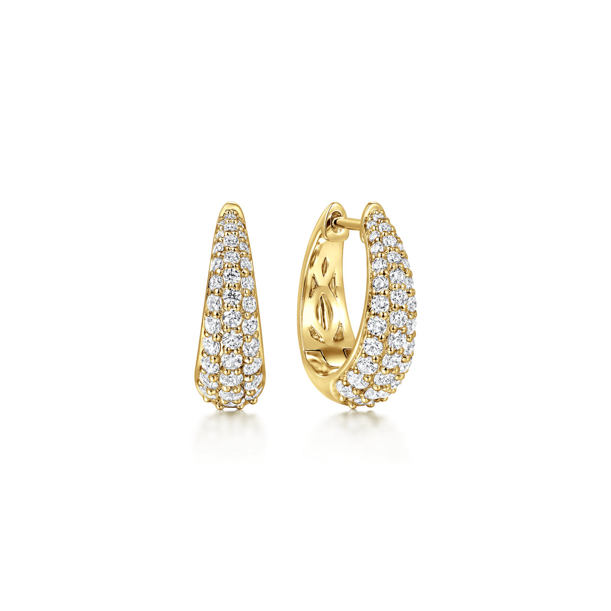 Gabriel & Co. 14K Yellow Gold Pave Diamond Oval Huggie Earrings