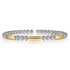 Gabriel & Co. 14K Yellow Gold and 925 Sterling Silver Three Station Bar Bujukan Bangle Bracelet