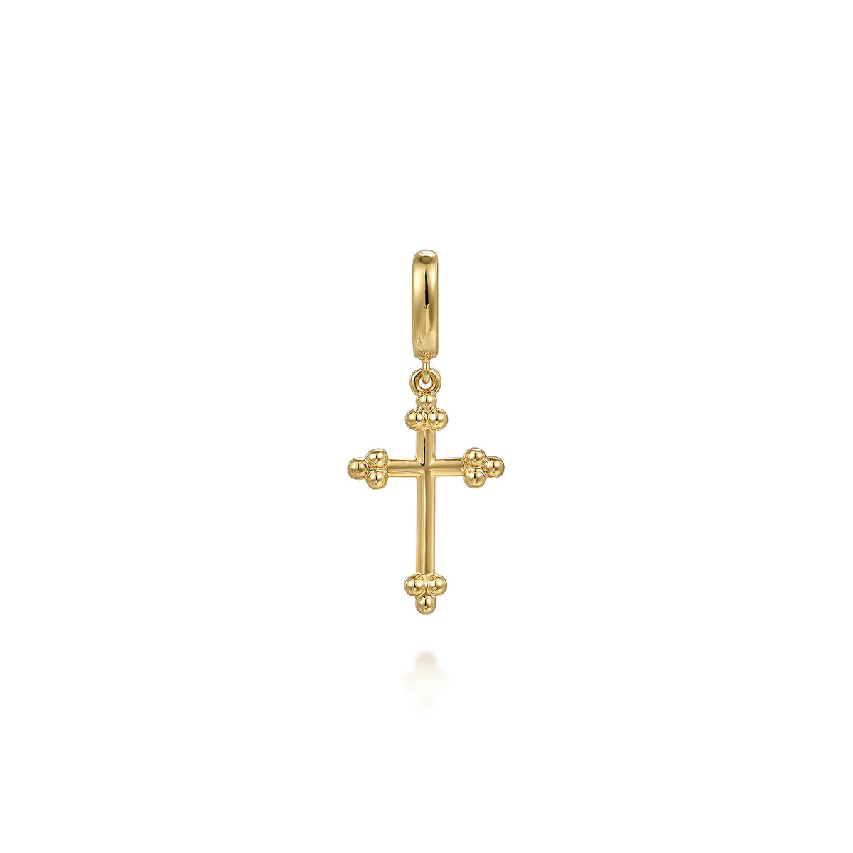 Gabriel & Co. 14K Yellow Plain Gold Bujukan Cross Charm Pendant with Detachable Bail