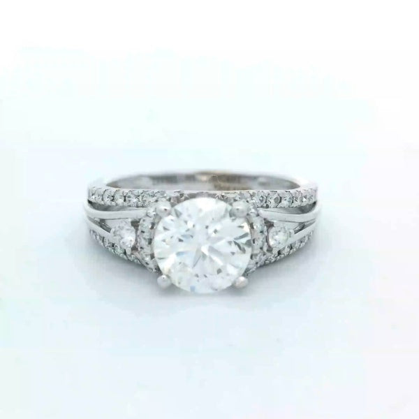 Simon G 18k White Gold Round Diamond Engagement Ring, NR502