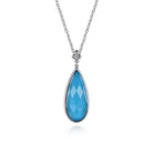 Gabriel & Co. 24 inch 925 Sterling Silver Faceted Rock Crystal Turquoise Doublet Bujukan Teardrop Necklace