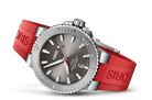 Oris Aquis Date Relief 43.5mm Watch with Grey Dial & Red Rubber Strap