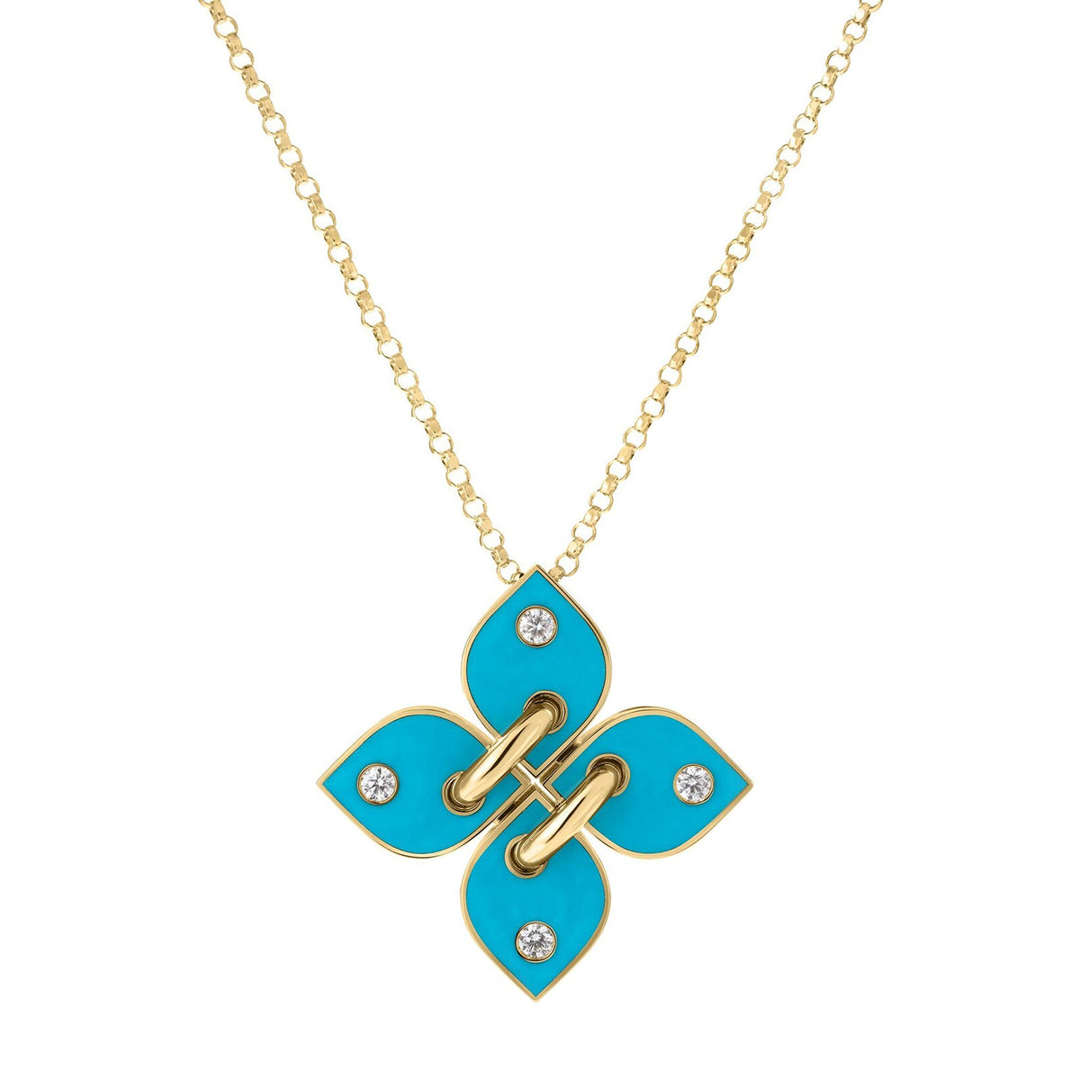 Roberto Coin Venetian Princess Diamond and Turquoise Enamel Pendant Necklace 8883725AY17XT