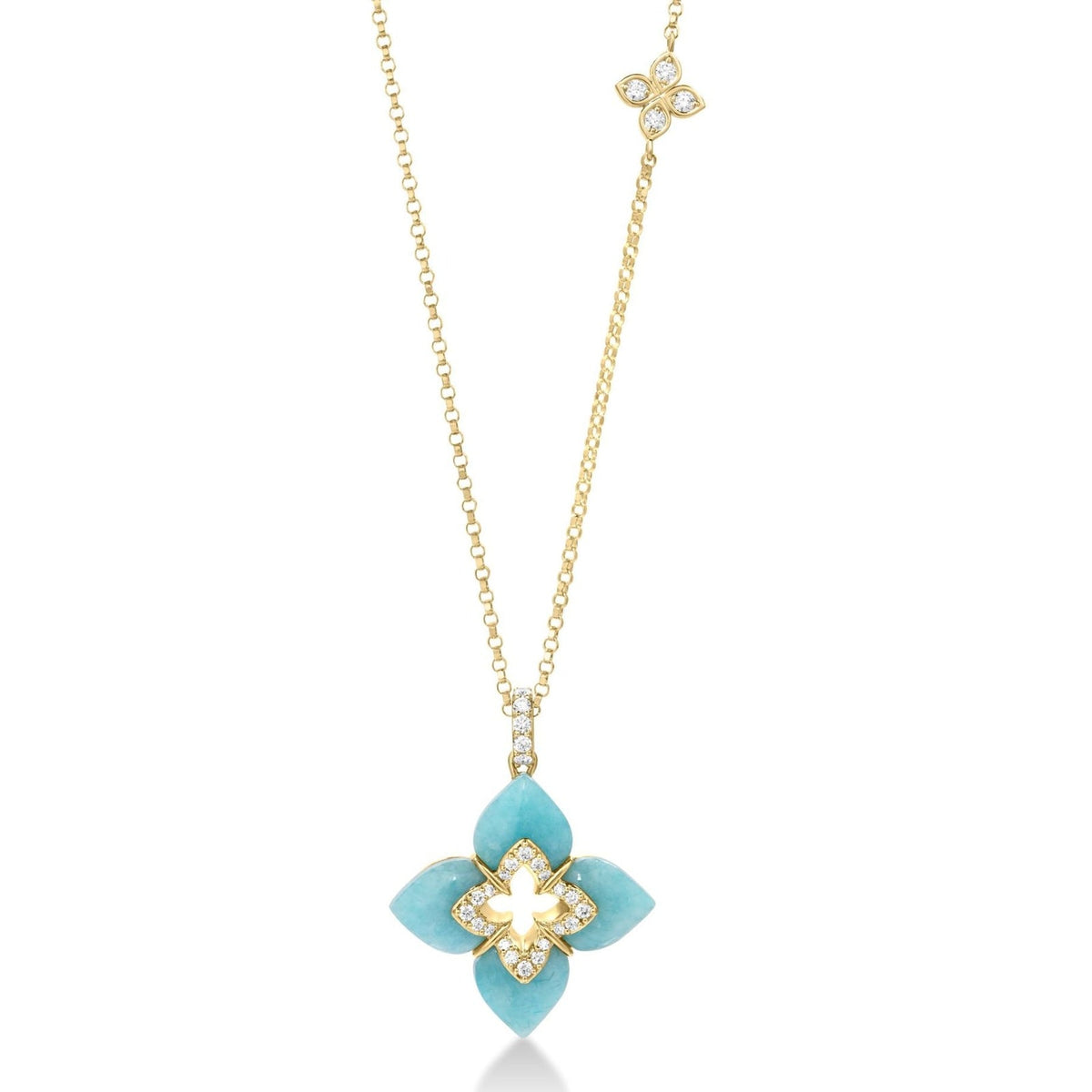 Roberto Coin Venetian Princess Diamond and Blue Amazonite Pendant Necklace 8883529AY17XA
