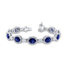 Uneek Platinum Oval Sapphire Halo Link Bracelet BR4007OVBS