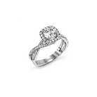 Simon G MR1394-A Halo Engagement Ring in 18k White Gold with Diamonds