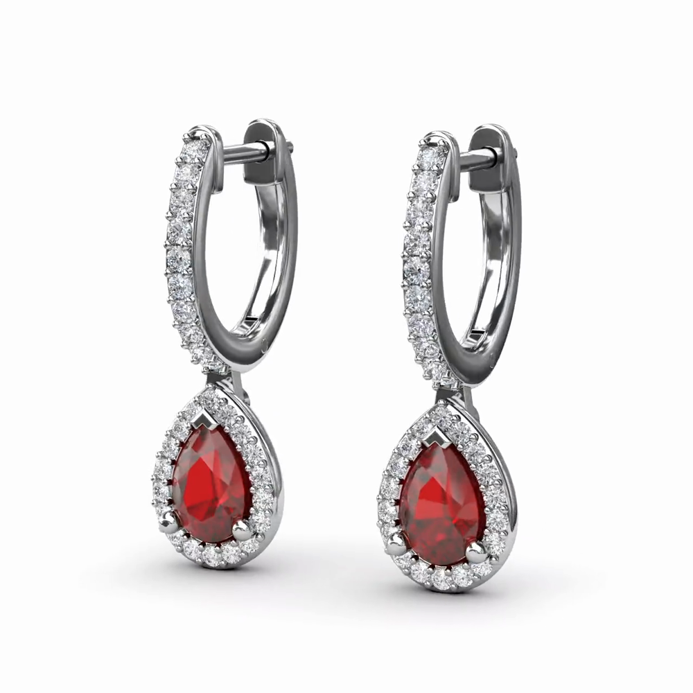 Petite Teardrop Hoop Earrings (ruby) by Fana (ER1394R)